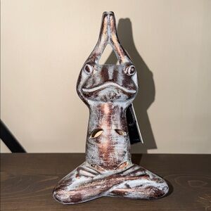 Yoga Pose Frog Figurine Incense Holder 8”